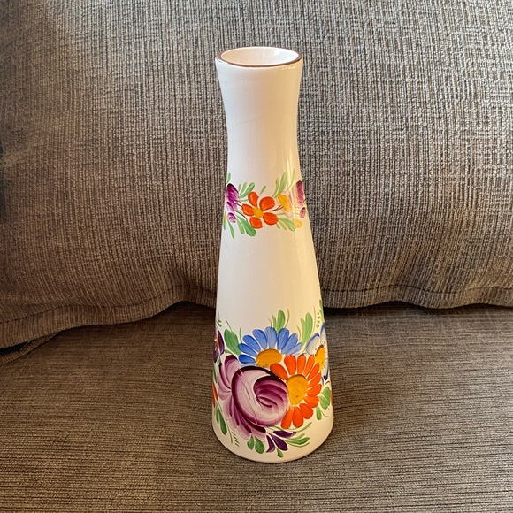 Vintage Bavarian Hand Painted Colorful Floral Bud Vase
